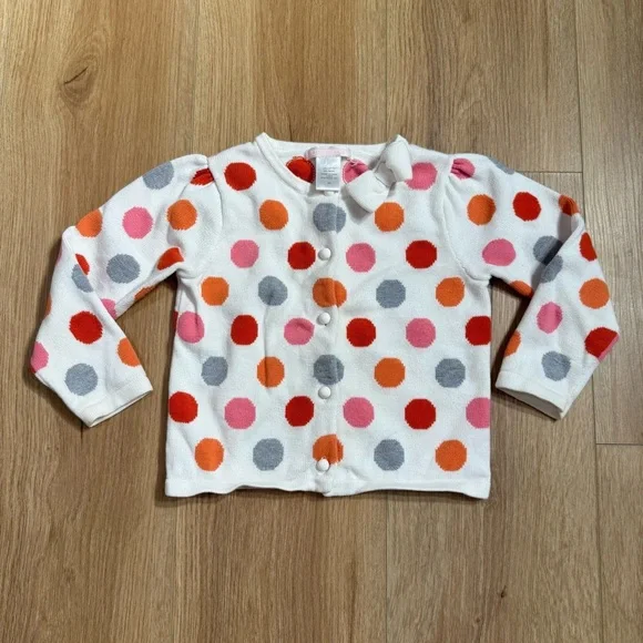 Janie and Jack Polka Dot Cardigan Cotton Sweater Girls Size 2T - Picture 1 of 4
